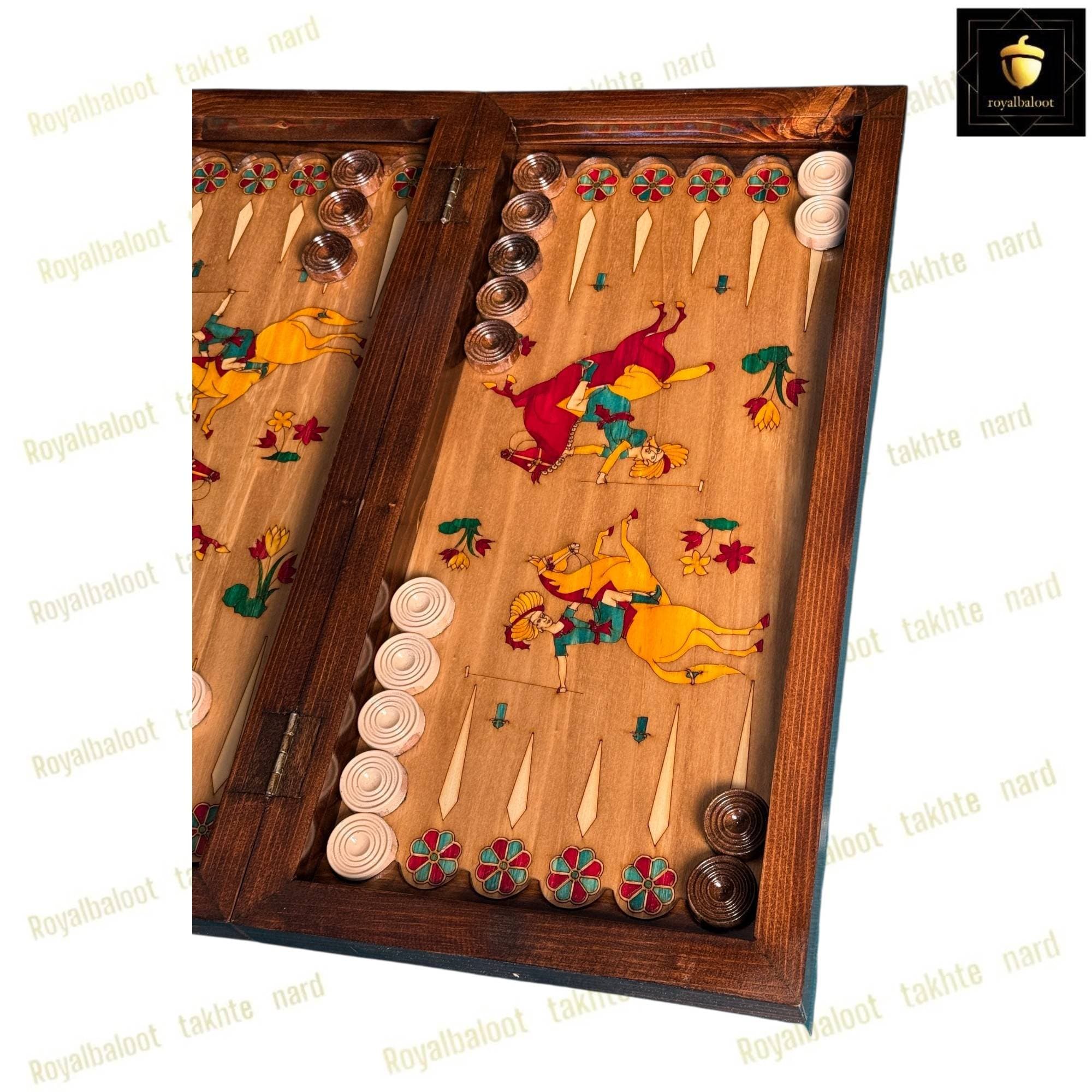 تخته نرد راش معرق چوگان کد 624 — تصویر ۴