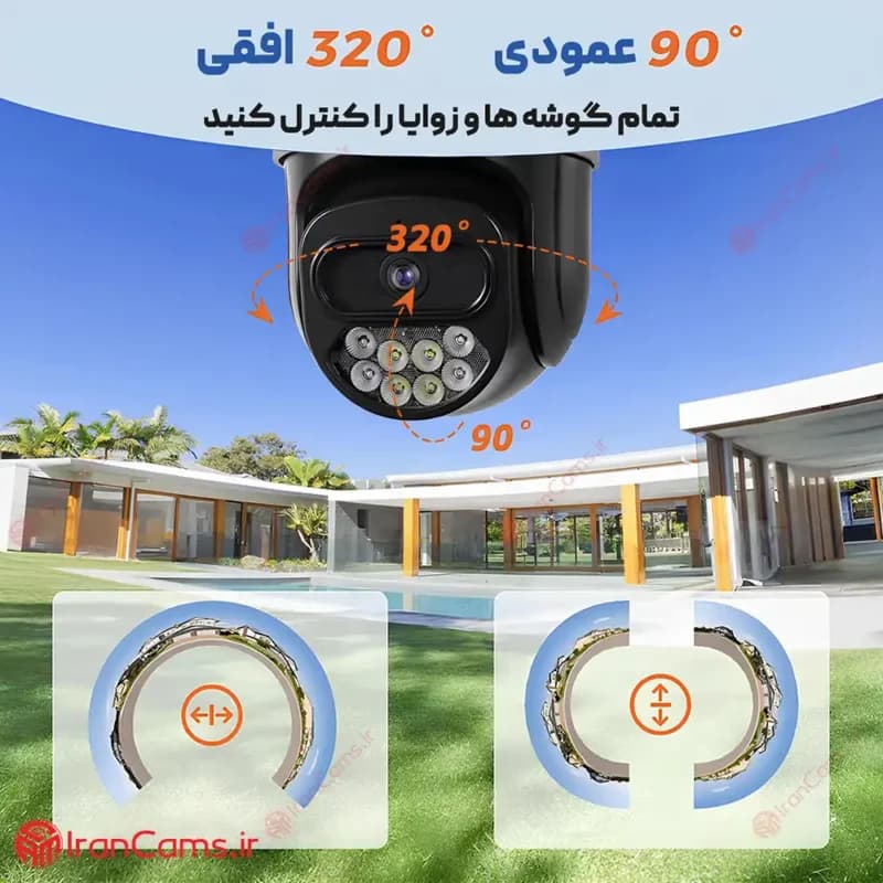 دوربین مداربسته سیمکارتی 2 لنز چرخشی سرور داخلی فول آپشن — تصویر ۶