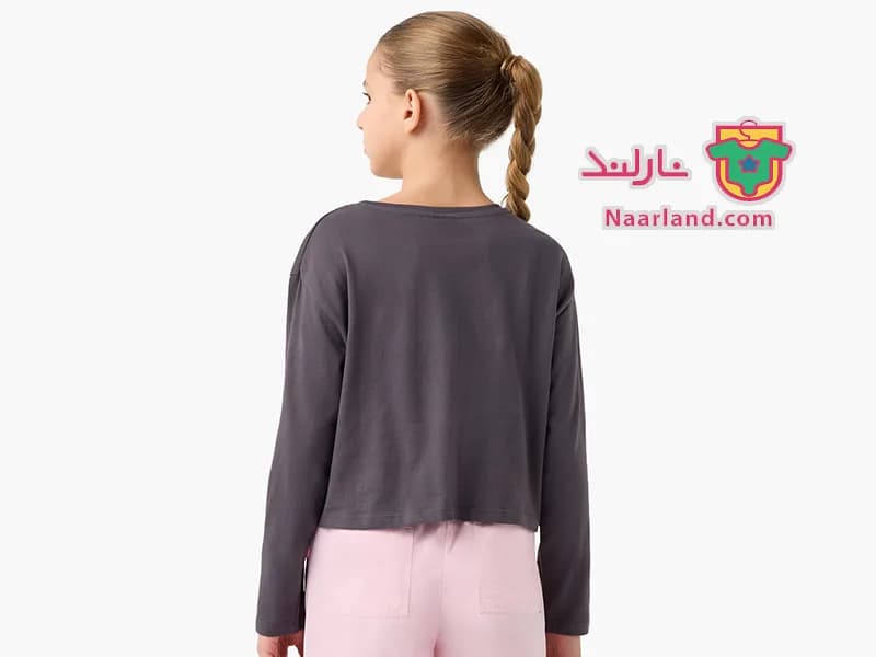 تیشرت کراپ آستین بلند نخی Nirvana نوک مدادی طرح قلب — تصویر ۴