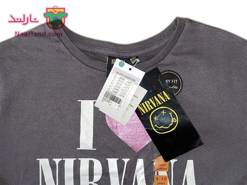 تیشرت کراپ آستین بلند نخی Nirvana نوک مدادی طرح قلب — تصویر ۵