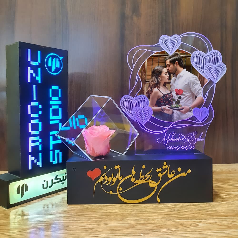 باکس گل رز جاودان مدل مرکب مشکی — تصویر ۳