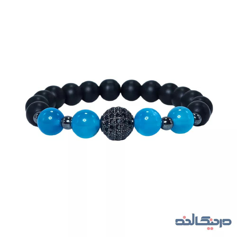دستبند ست عقیق و گوی سواروسکی + استیل رنگ ثابت — تصویر ۴