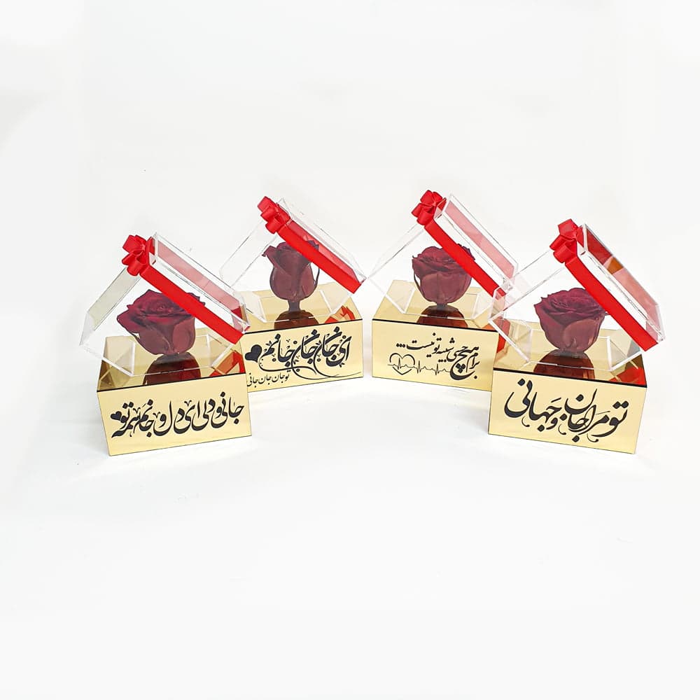 باکس گل رز جاودان مدل دلژین طلایی — تصویر ۳
