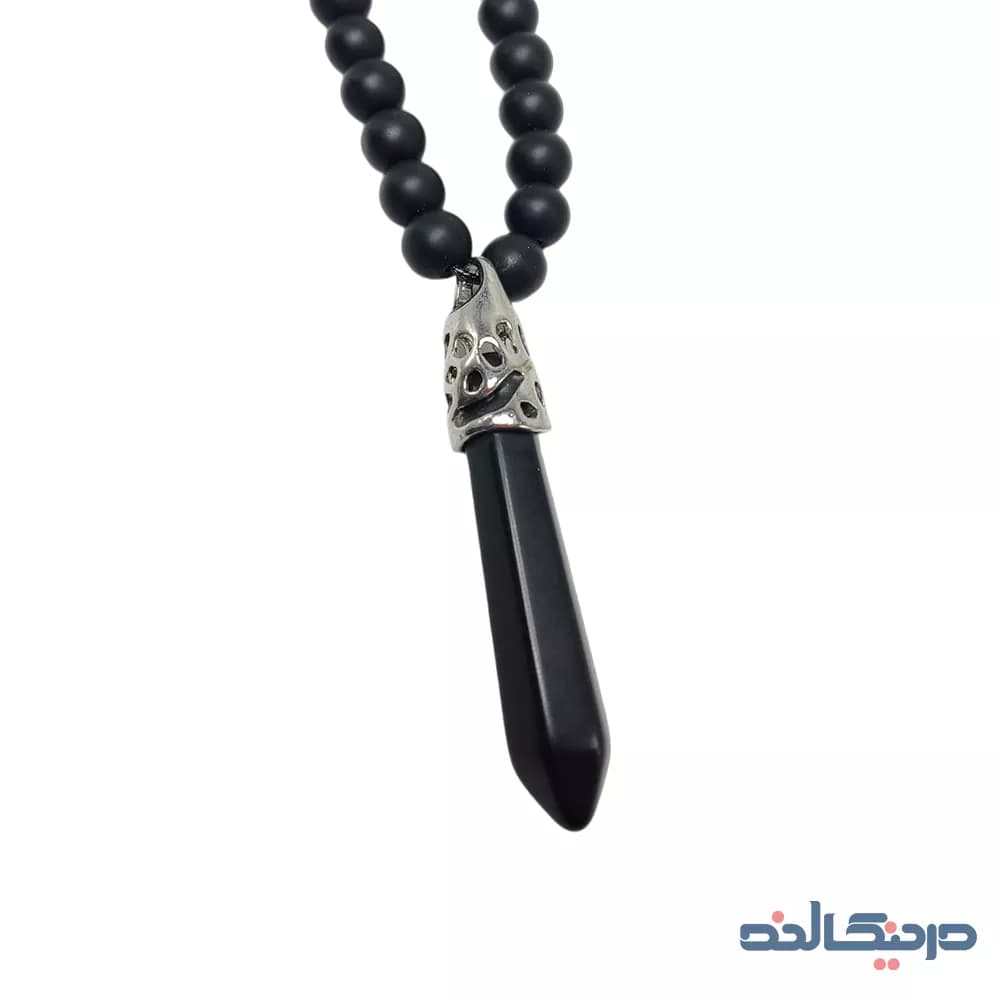 گردنبند منشور سنگ اونیکس مشکی + سنگ حدید اصل — تصویر ۴