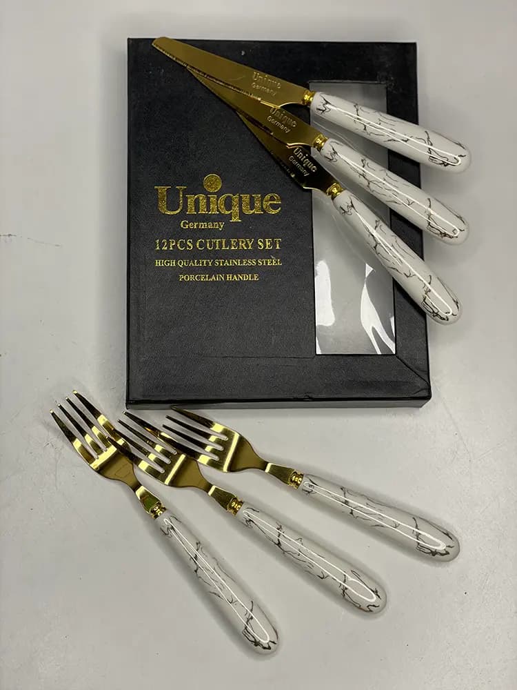 چاقو چنگال دسته سرامیکی طرح ماربل یونیک — تصویر ۴