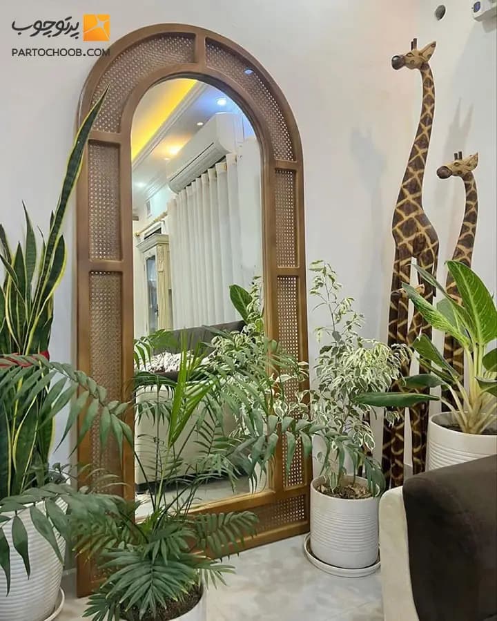 آینه قدی حصیری چوبی مدل روژان — تصویر ۳