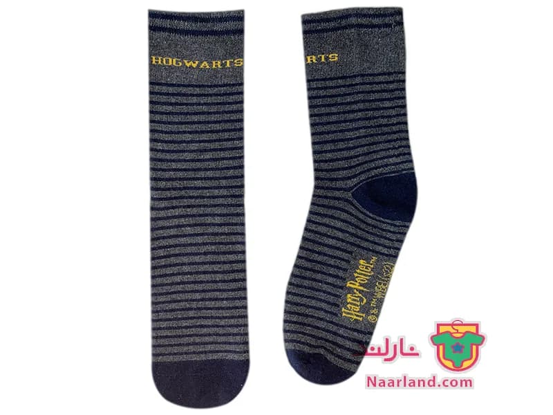 مجموعه ۲ جفتی جوراب نخی Harry Potter سرمه ای خاکستری راه راه — تصویر ۳
