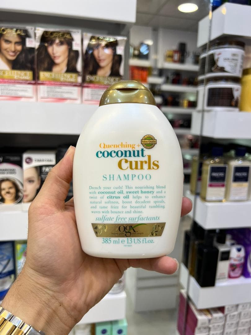 شامپو نارگیل موی فر اوجی ایکس OGX مدل کوکونات کرل COCONUT CURLS حجم 385 میل — تصویر ۳