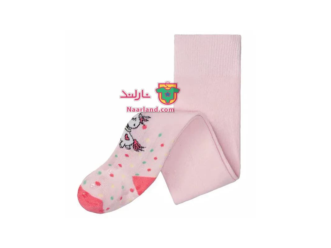 جوراب شلواری داخل کرکی نوزادی ضخیم لوپیلو صورتی روشن طرح یونیکورن