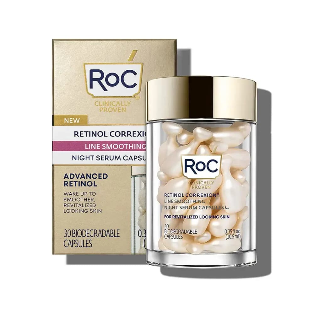 سرم کپسولی رتینول شب راک Roc ضد چین و چرک مناسب مبتدی RoC Retinol Correxion آمریکا اورجینال