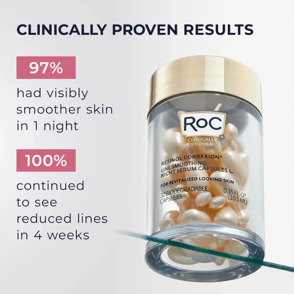 سرم کپسولی رتینول شب راک Roc ضد چین و چرک مناسب مبتدی RoC Retinol Correxion آمریکا اورجینال — تصویر ۳