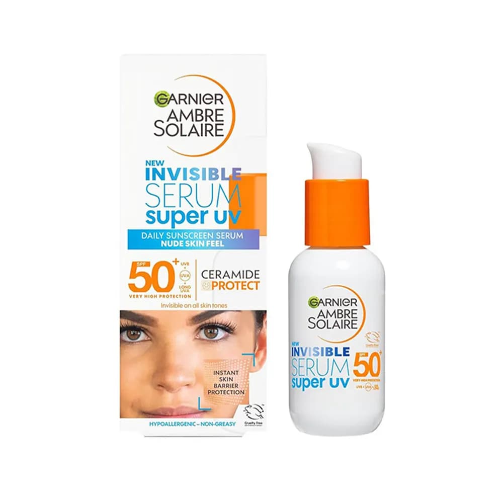 سرم ضد آفتاب و محافظ صورت گارنیر Garnier مدل Ambre Solaire Invisibl Spf50 حجم 30 میلی لیتر