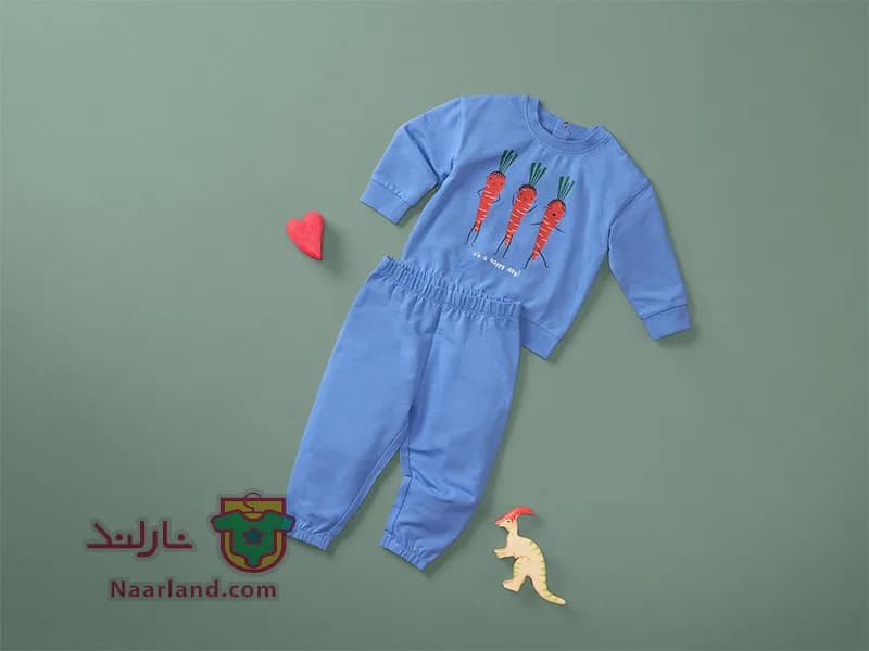 ست بلوز شلوار نوزادی دورس Lupilu ابی آسمانی طرح هویج ها — تصویر ۶
