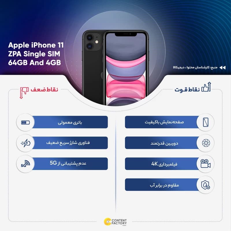 گوشی موبایل اپل مدل iPhone 11 ZPA تک سیم‌ کارت ظرفیت 64 گیگابایت و رم 4 گیگابایت — تصویر ۵