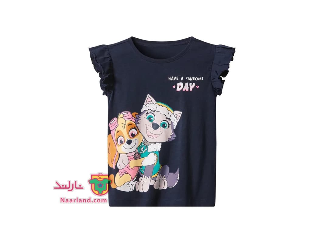 تیشرت دخترانه Paw Patrol طرح سگهای نگهبان سرمه ای