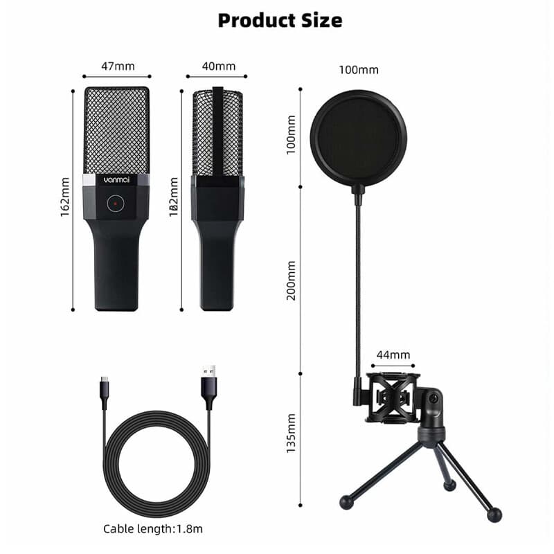 میکروفون رومیزی کندانسور Yanmai مدل X1R RGB — تصویر ۵