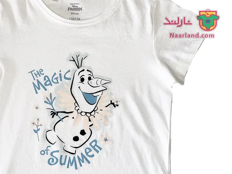 ست تیشرت شلوارک دخترانه Disney آلمان سفید آبی آسمانی طرح Frozen — تصویر ۲