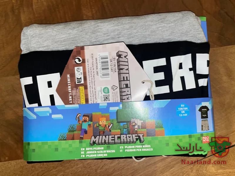 ست تیشرت شلوارک Minecraft آلمان مشکی خاکستری طرح ماینکرافت — تصویر ۴