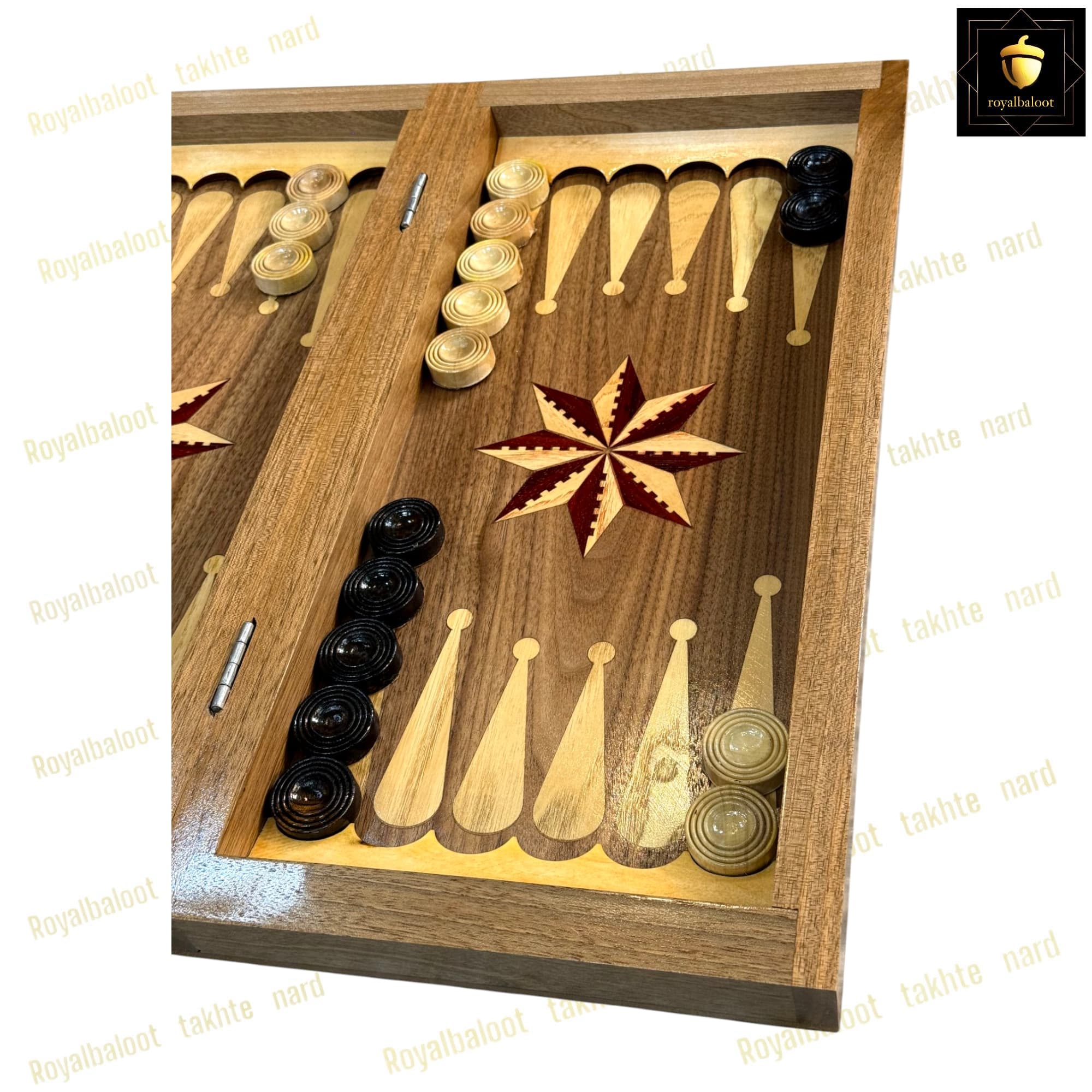 تخته نرد گردو معرق ستاره اعلا کد 319 — تصویر ۲