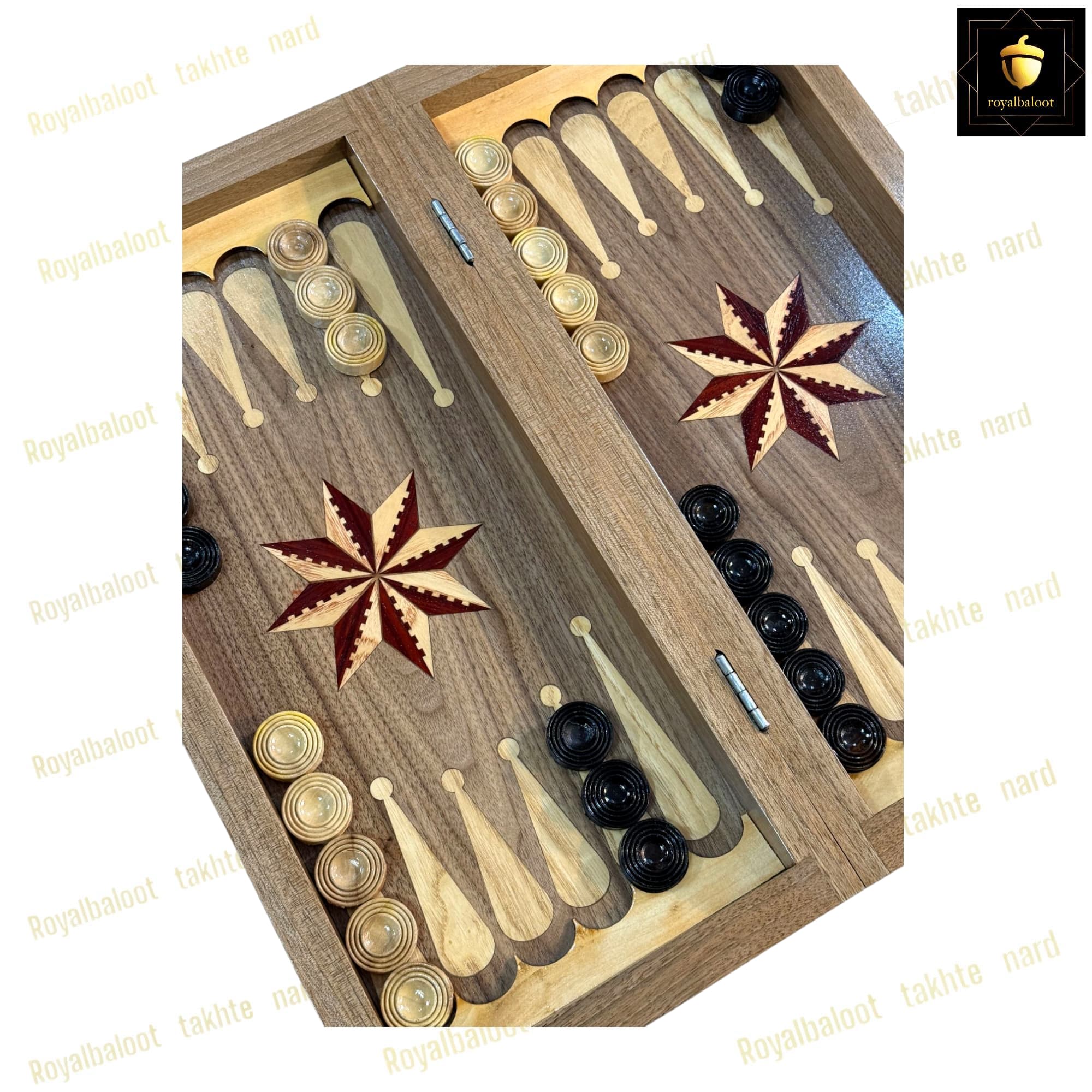 تخته نرد گردو معرق ستاره اعلا کد 319 — تصویر ۴