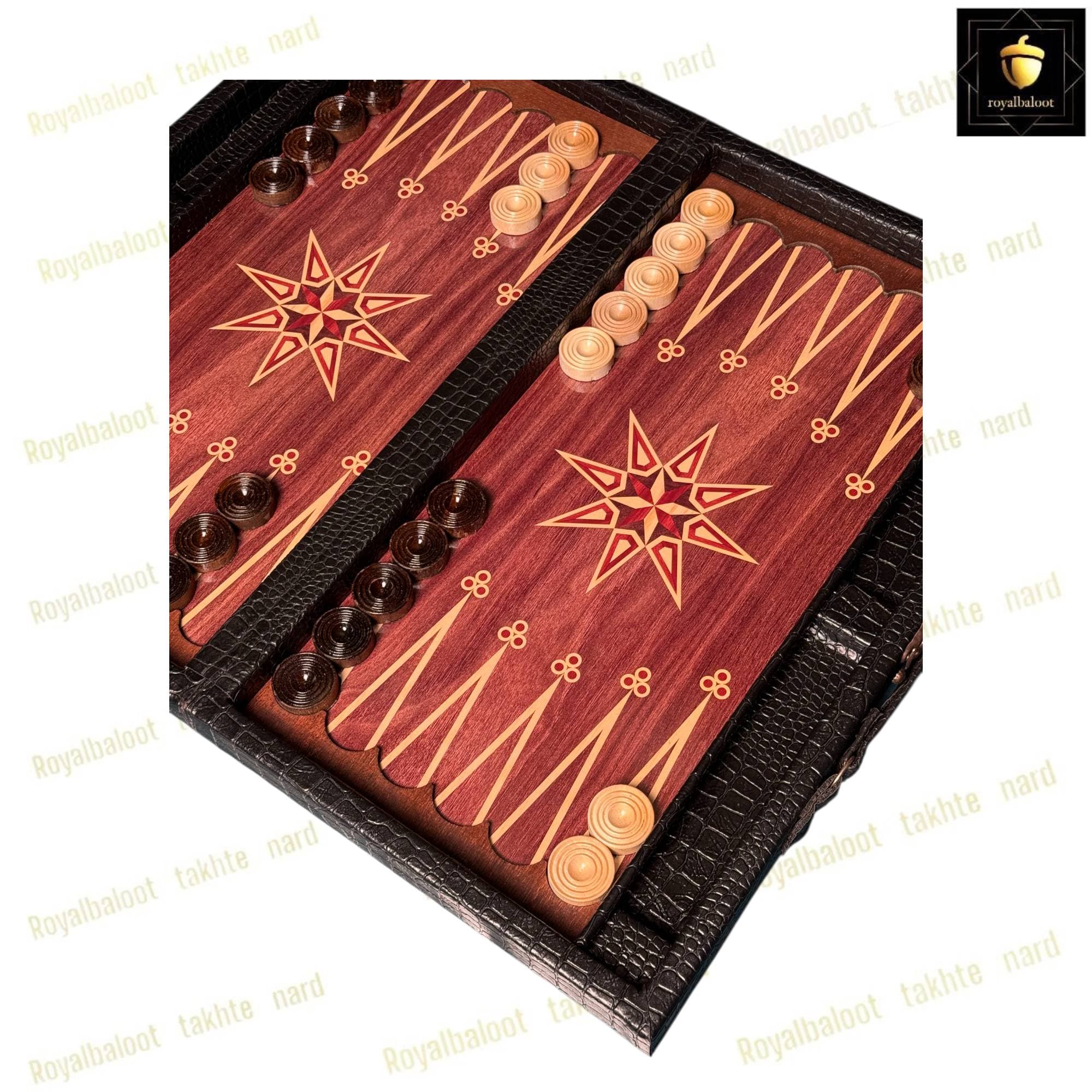 تخته نرد چرمی طرح ستاره هشت پر کد 558 — تصویر ۴