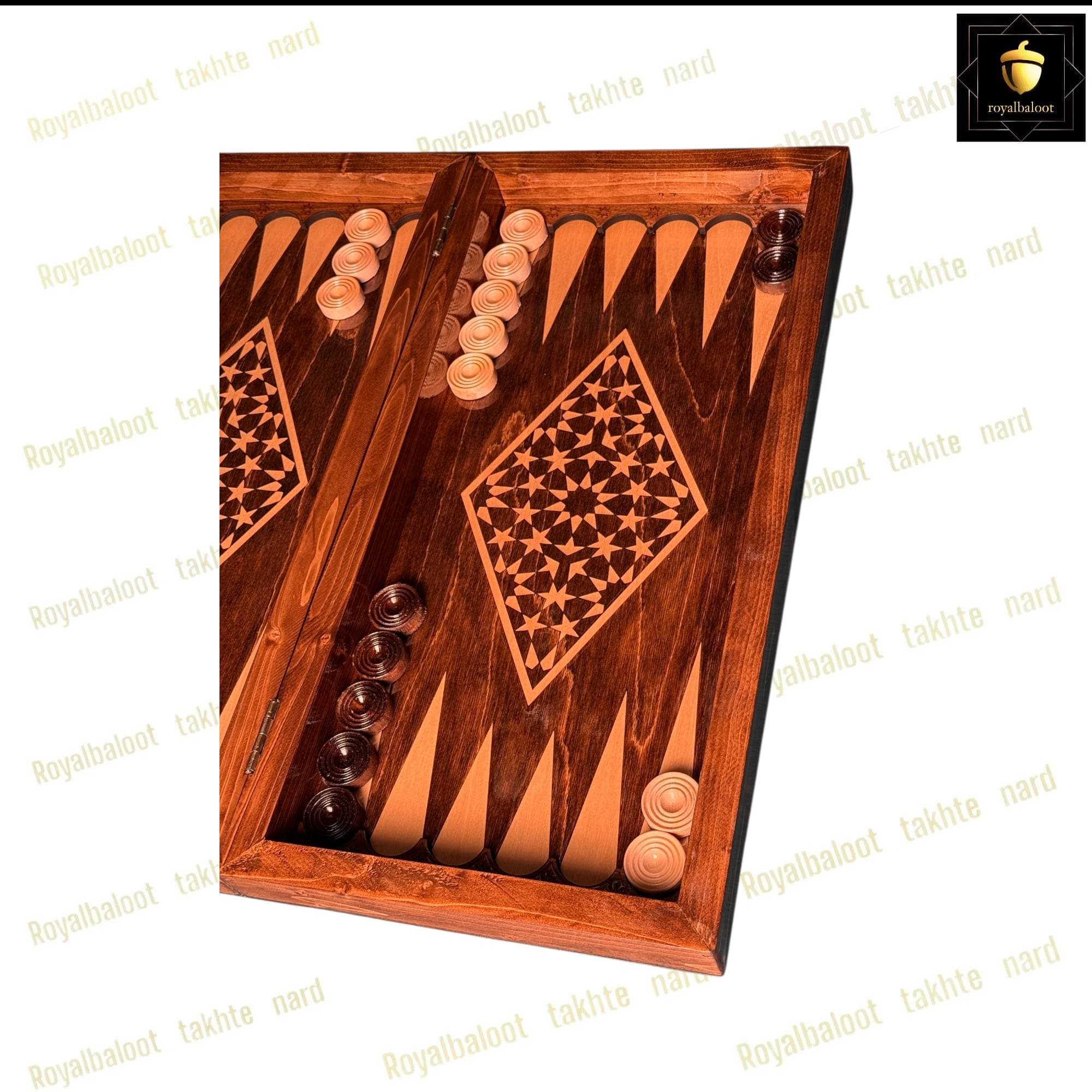 تخته نرد چوب راش معرق لوزی کد 547 — تصویر ۶
