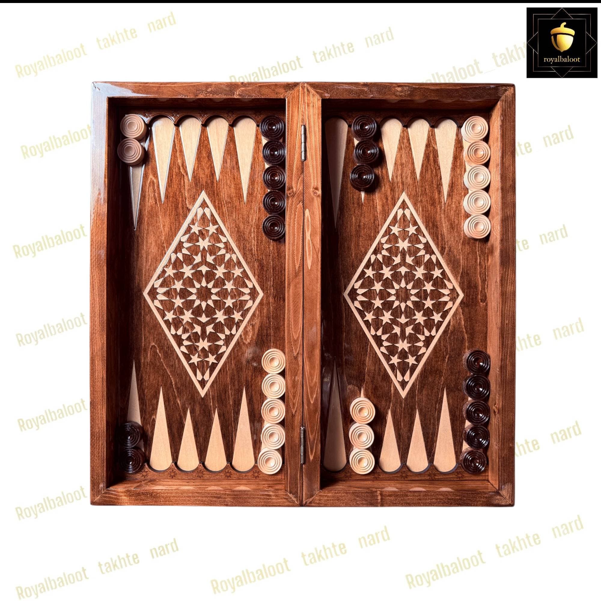 تخته نرد چوب راش معرق لوزی کد 547
