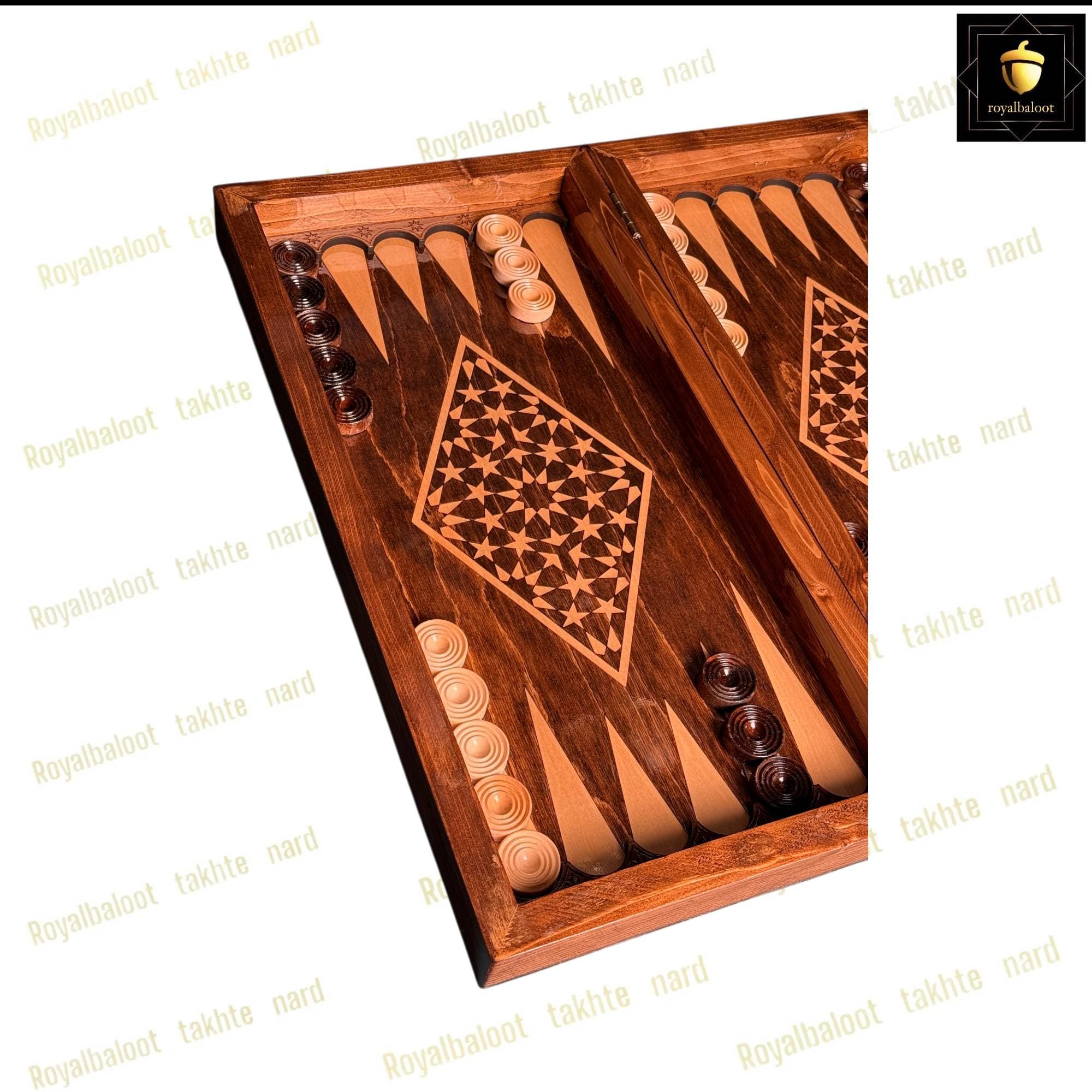 تخته نرد چوب راش معرق لوزی کد 547 — تصویر ۳