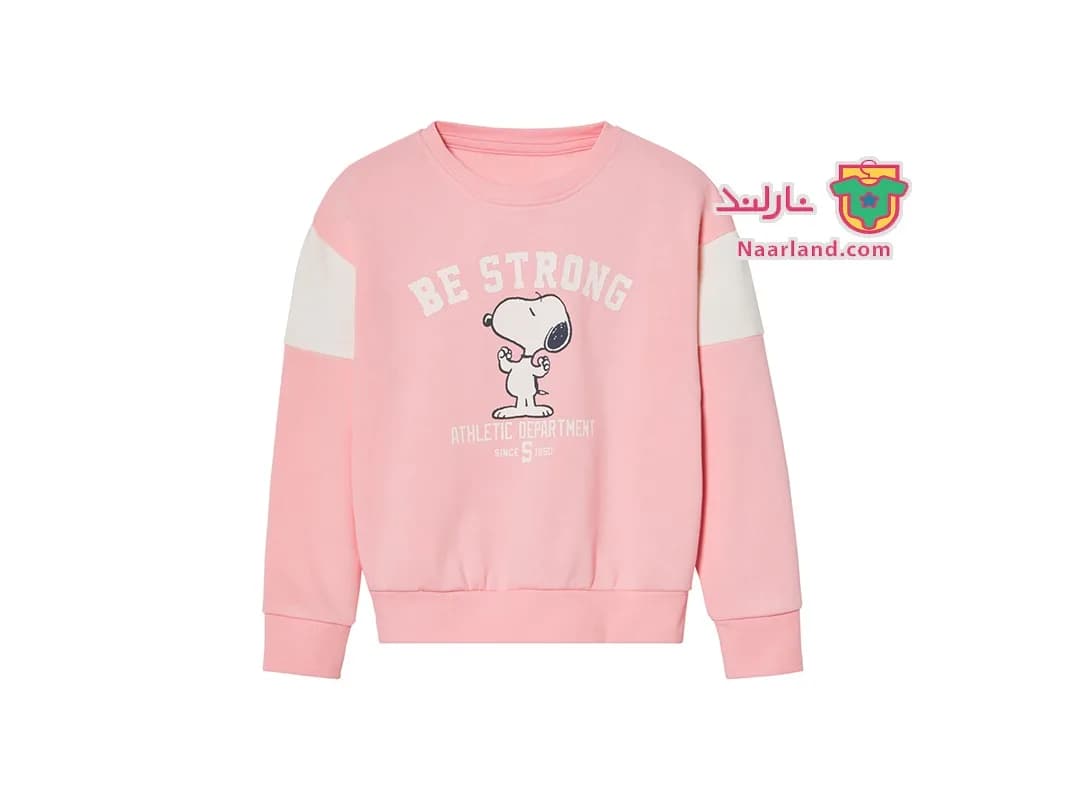 بلوز دورس داخل کرکی Peanuts صورتی سفید ز طرح اسنوپی
