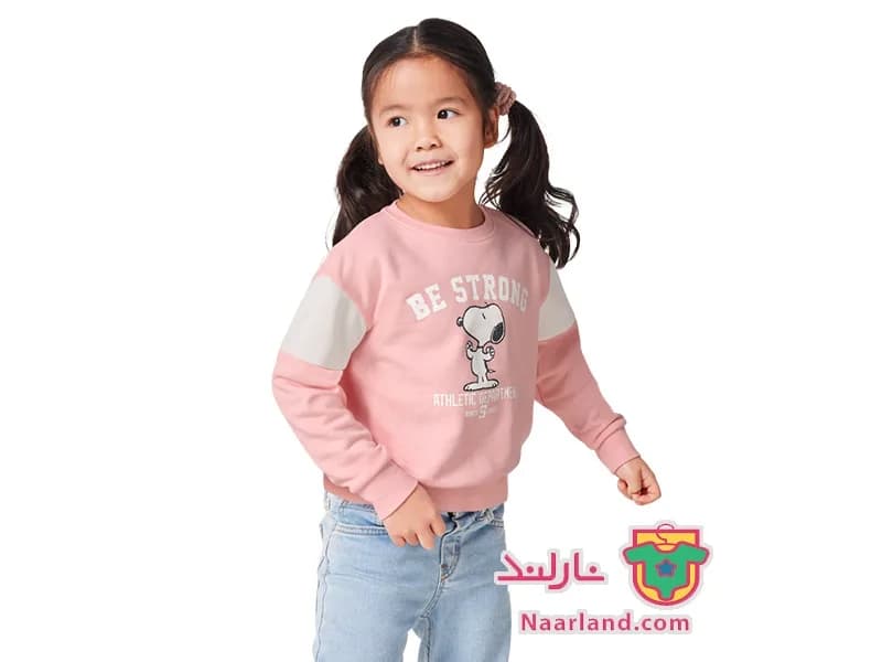 بلوز دورس داخل کرکی Peanuts صورتی سفید ز طرح اسنوپی — تصویر ۲