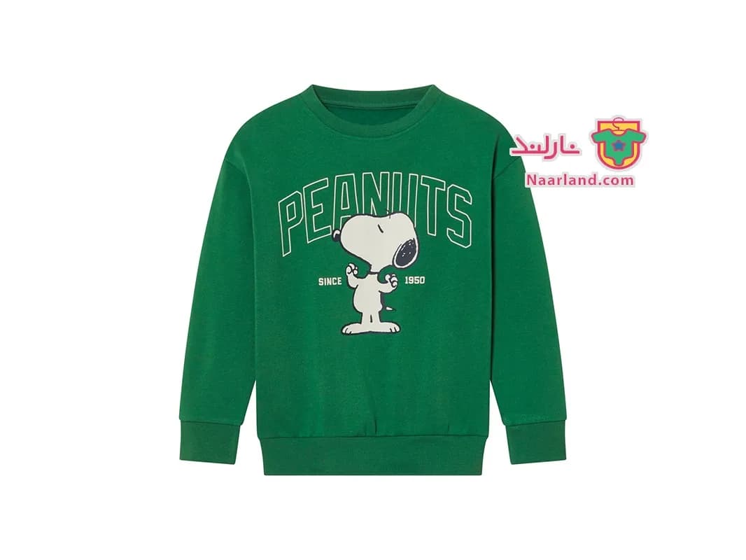 بلوز دورس پسرانه داخل کرکی Peanuts سبز طرح اسنوپی