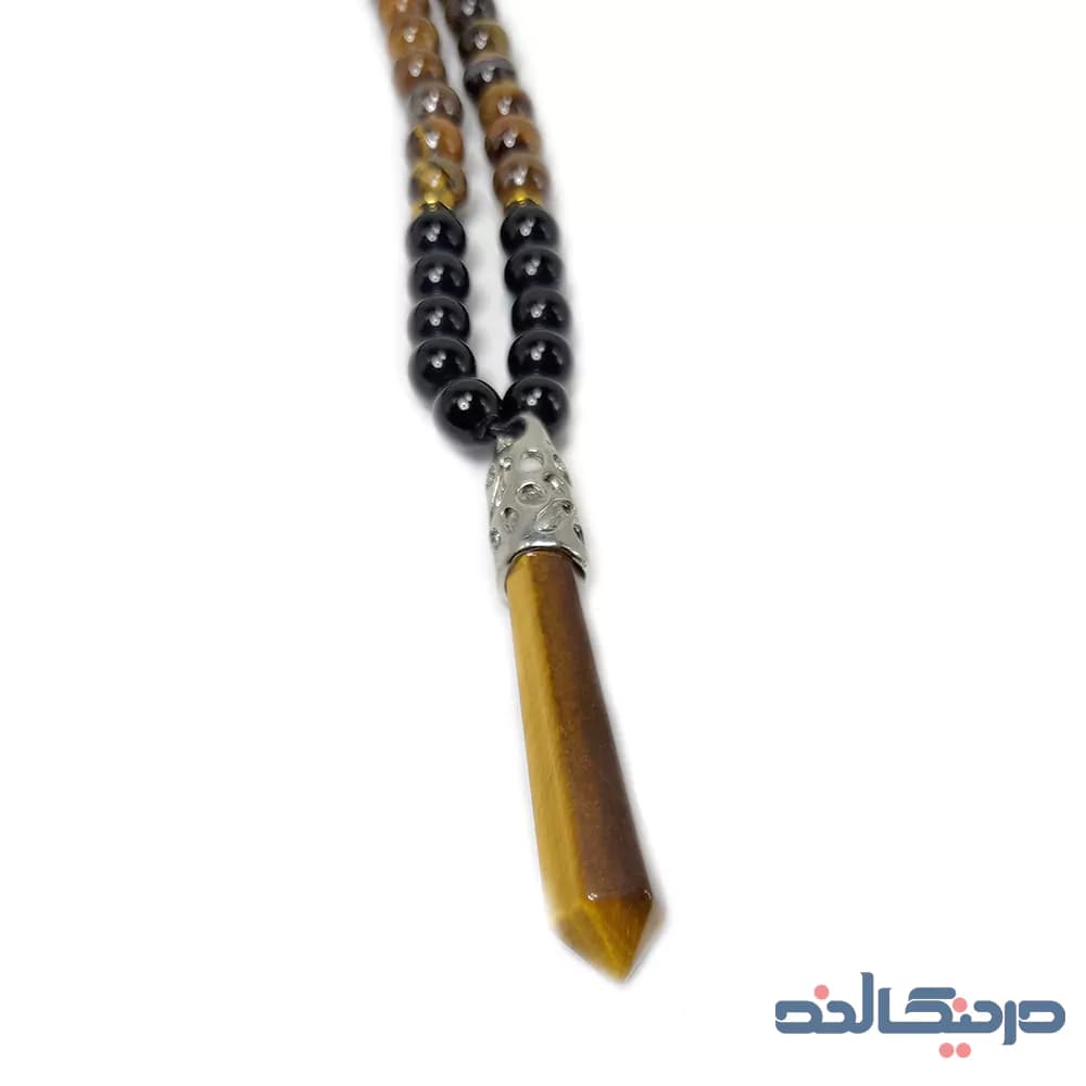 گردنبند چشم ببر سنگی + با پلاک منشور اصل — تصویر ۳