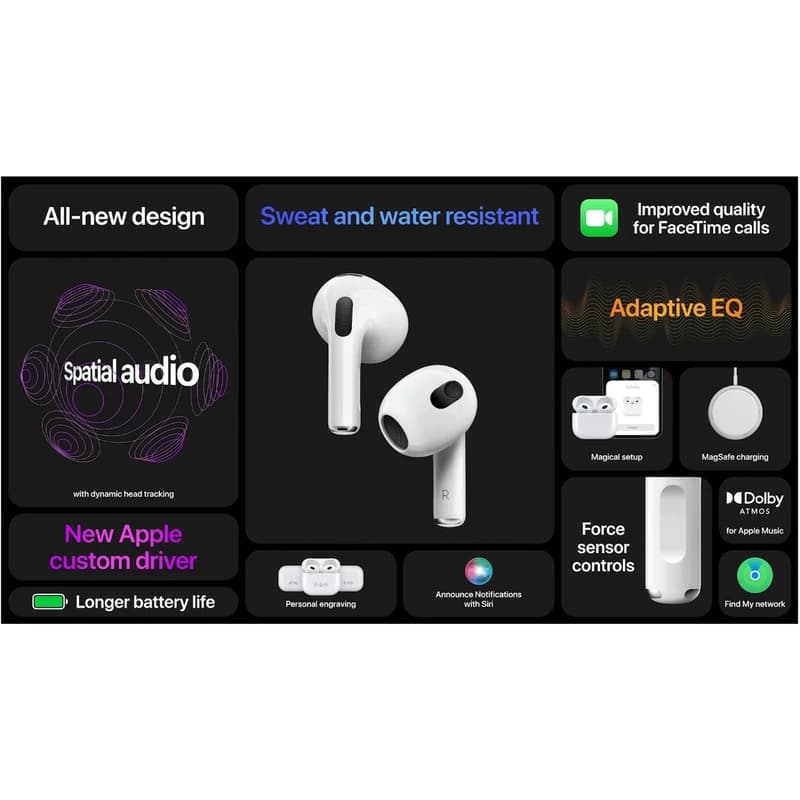 هدفون بلوتوثی اپل مدل AirPods 3 ایرپاد — تصویر ۶