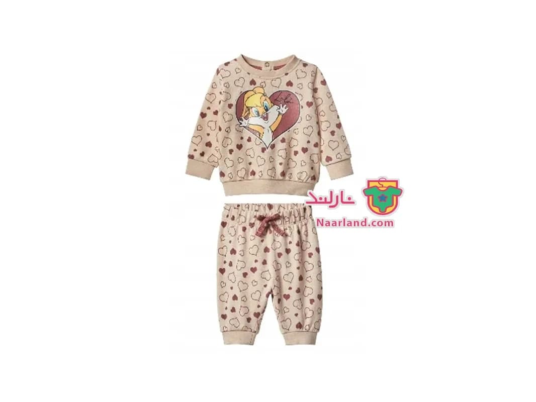ست بلوز شلوار نوزادی دورس Disney طرح Tweety نسکافه ای