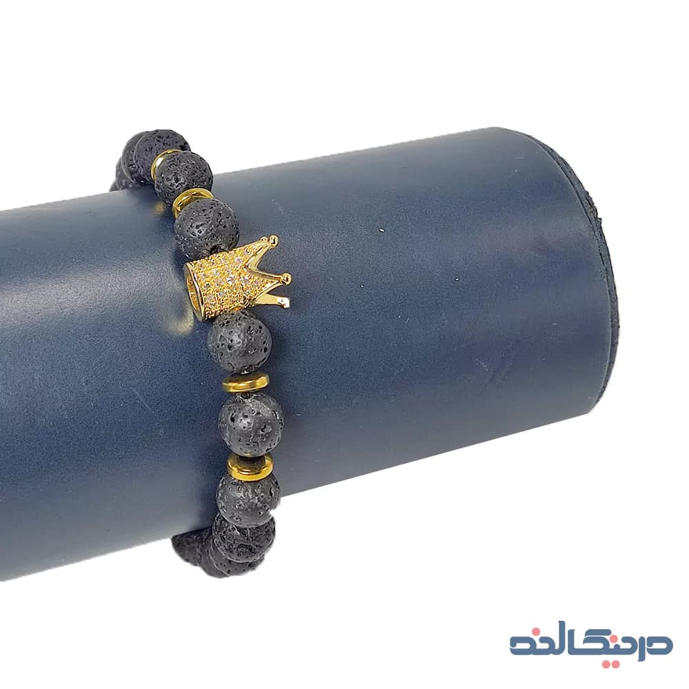 دستبند تاج سواروسکی و سنگ لاوا + اصل — تصویر ۳