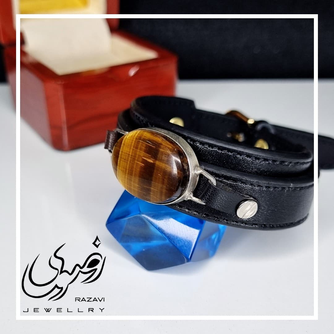 دستبند مردانه چرمی تایگر (چشم ببر)