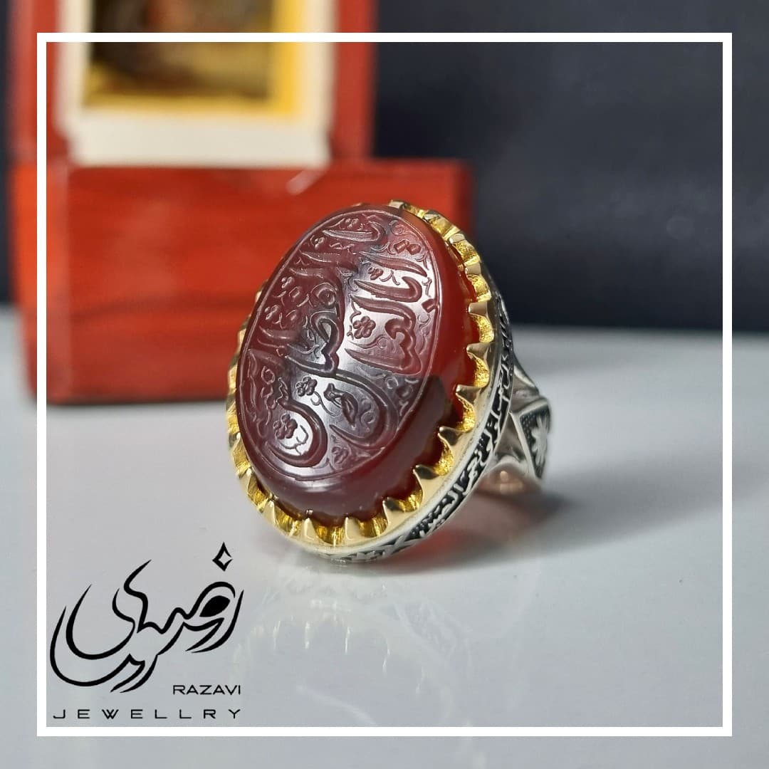 انگشتر نقره مردانه عقیق یمنی یا ابالفضل العباس