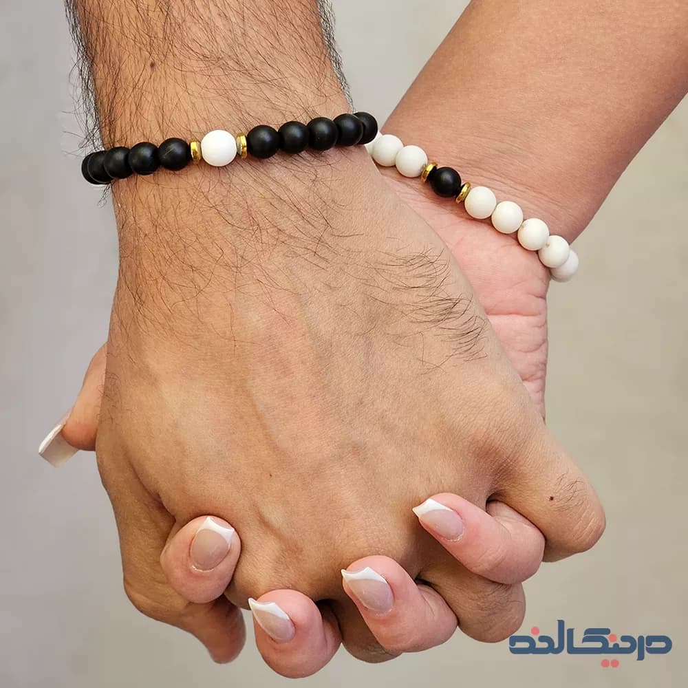 دستبند ست اونیکس + مشکی سفید