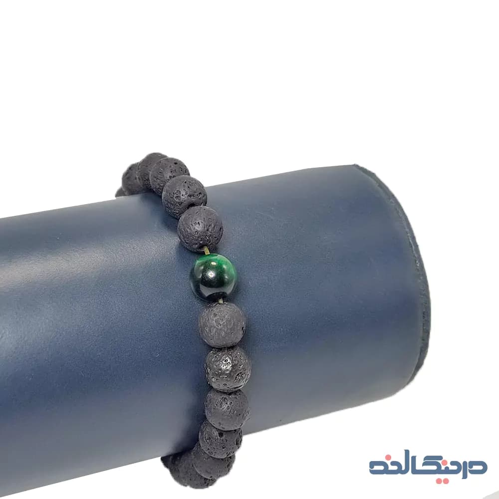دستبند سنگ لاوا Lava اصل + سنگ چشم ببر — تصویر ۲