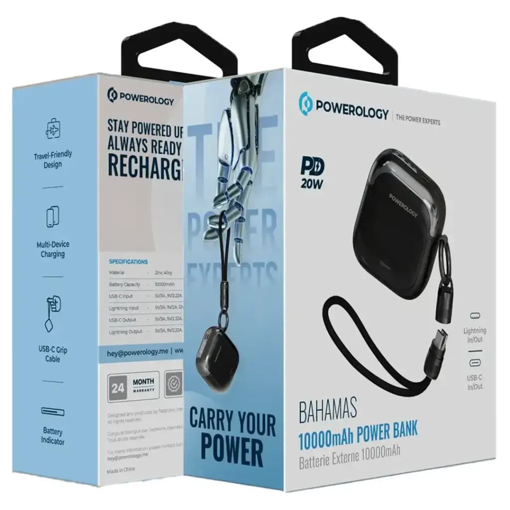 پاوربانک 10 هزار میلی آمپر Bahamas پاورولوژی(PPBCHA103)Powerology Bahamas 10000mAh Power Bank — تصویر ۴