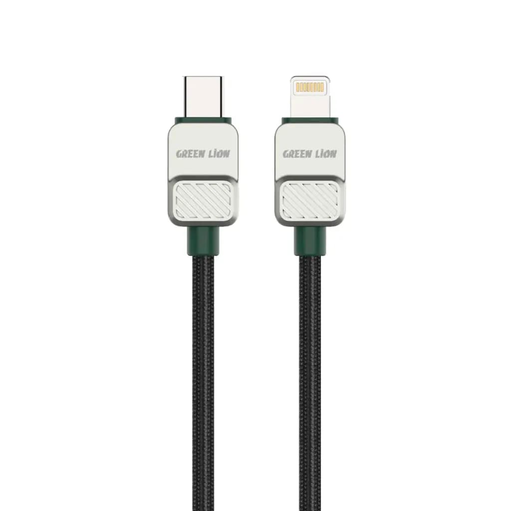 کابل نایلونی تایپ سی به لایتنینگ 1 متری گرین لاین(GNELUCLG1BK)Green Lion USB-C to Lightning Electroplated Braided Cable