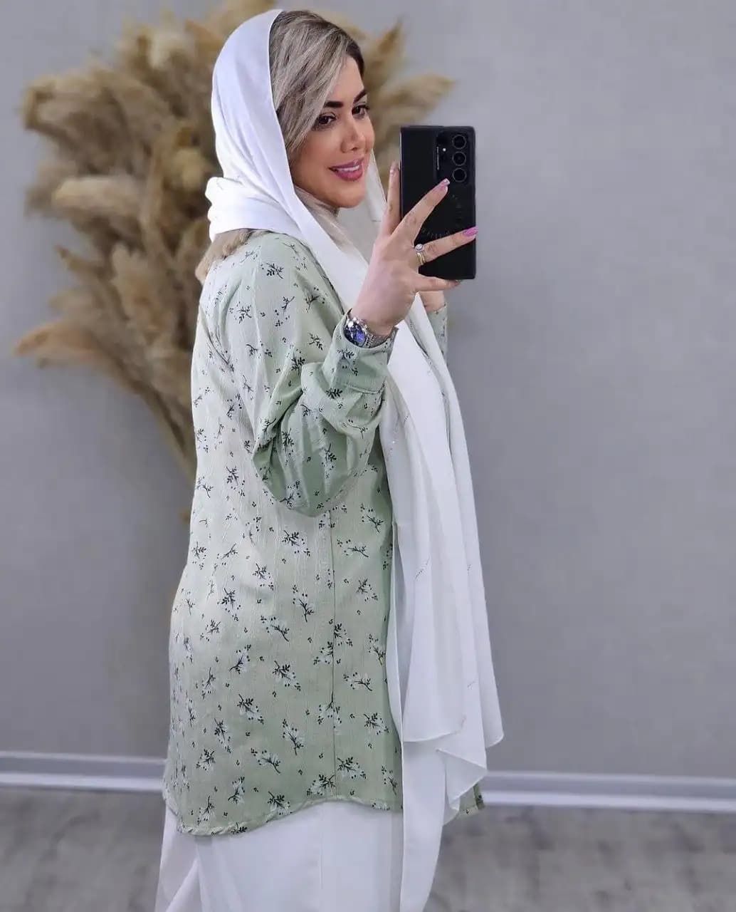 شومیز مانتویی گل گچی 1466 — تصویر ۷