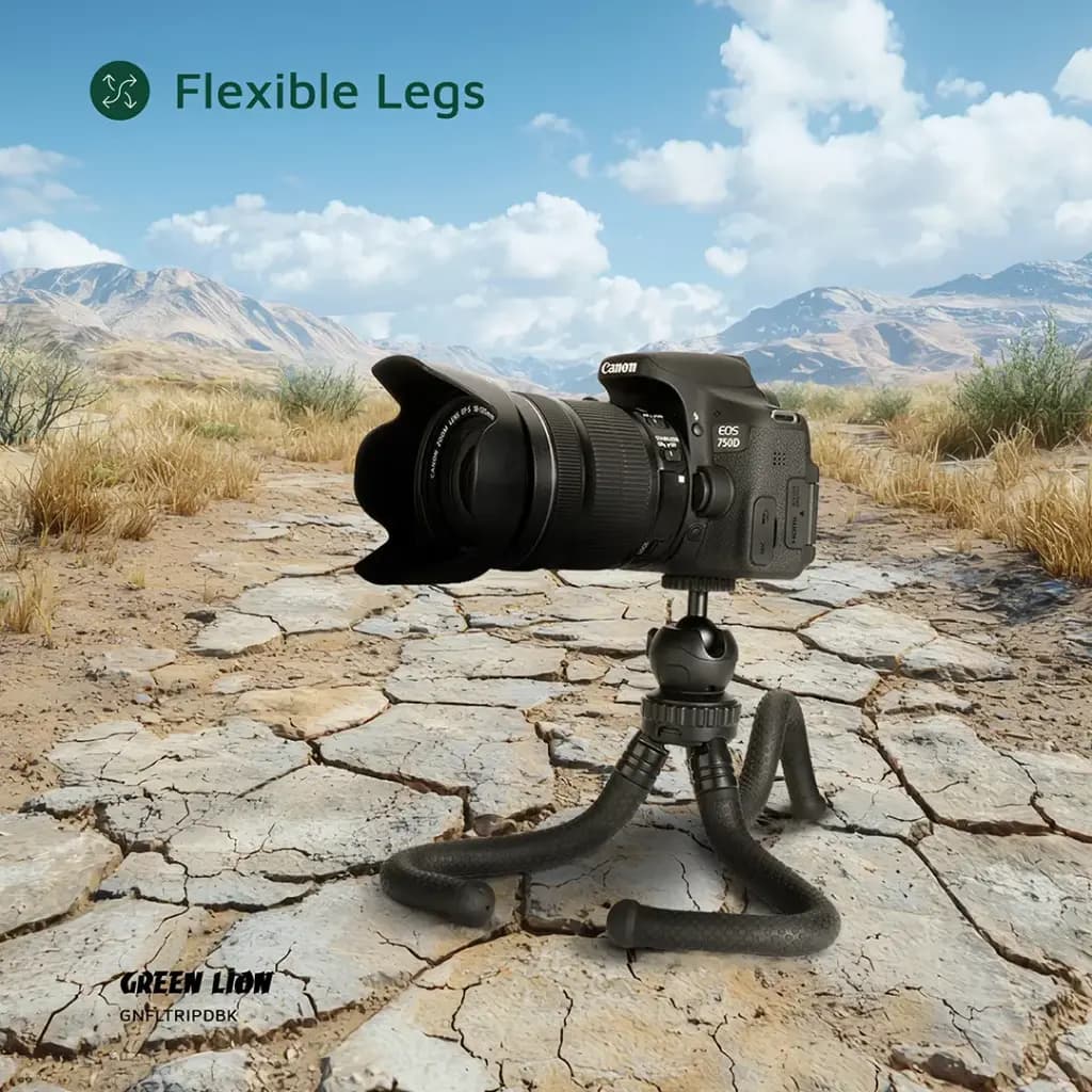 سه پایه موبایل و دوربین با پایه های انعطاف پذیر گرین لاین(GNFLTRIPDBK)Green Lion Flexible Tripod with Foam Grips — تصویر ۶