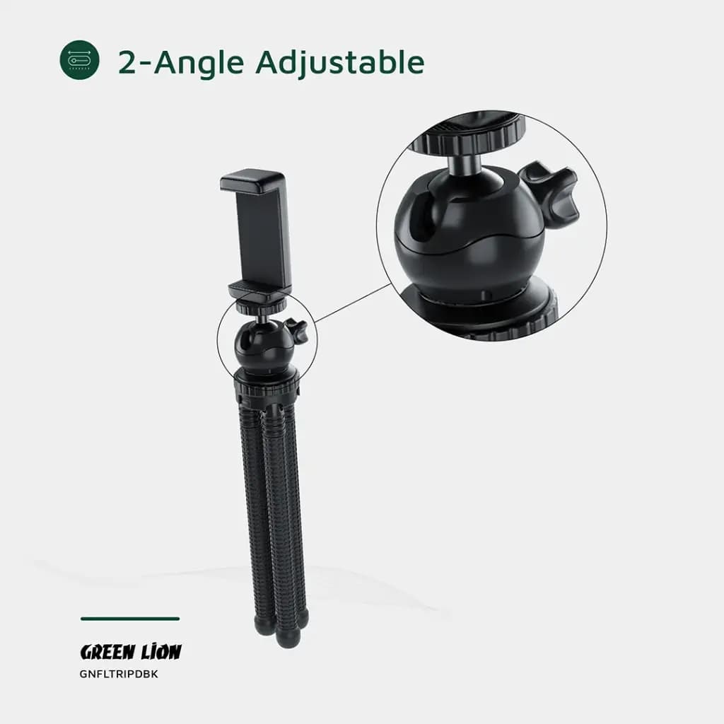 سه پایه موبایل و دوربین با پایه های انعطاف پذیر گرین لاین(GNFLTRIPDBK)Green Lion Flexible Tripod with Foam Grips — تصویر ۸