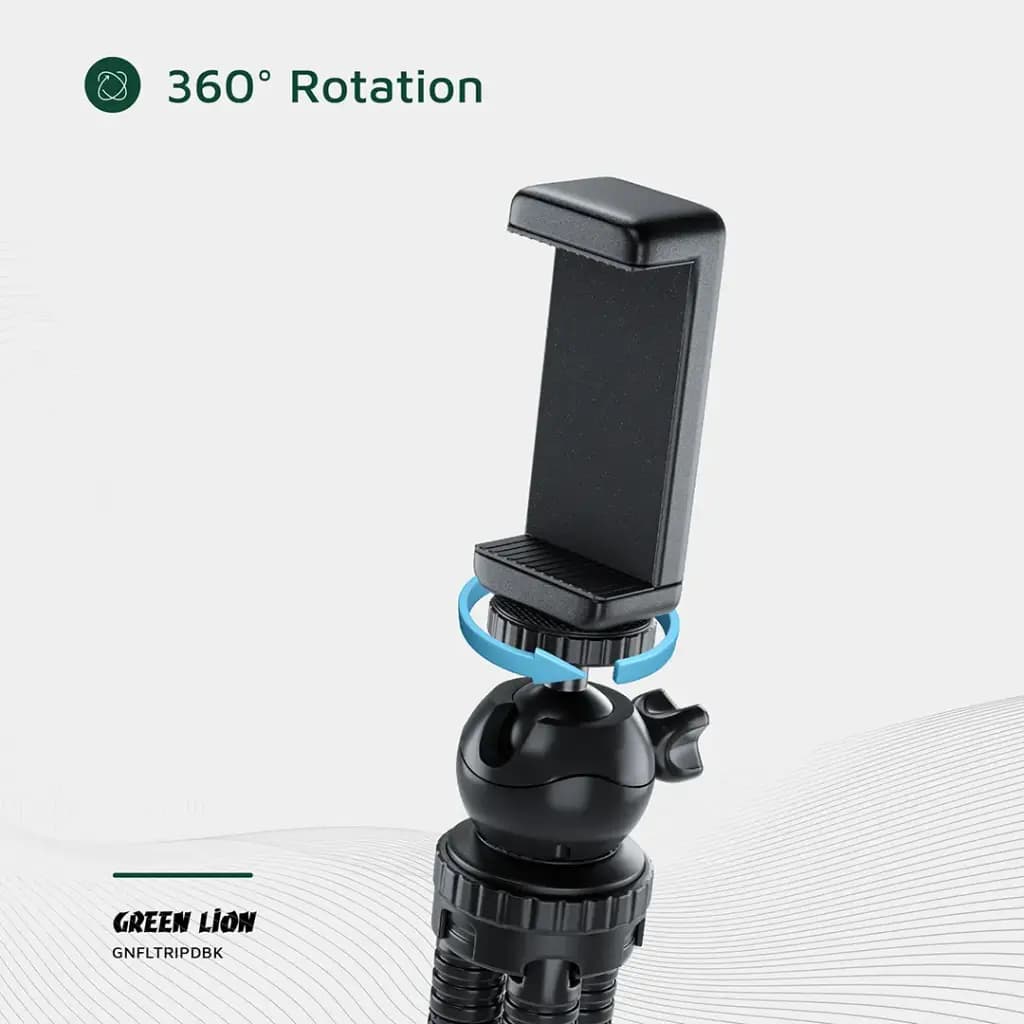 سه پایه موبایل و دوربین با پایه های انعطاف پذیر گرین لاین(GNFLTRIPDBK)Green Lion Flexible Tripod with Foam Grips — تصویر ۷