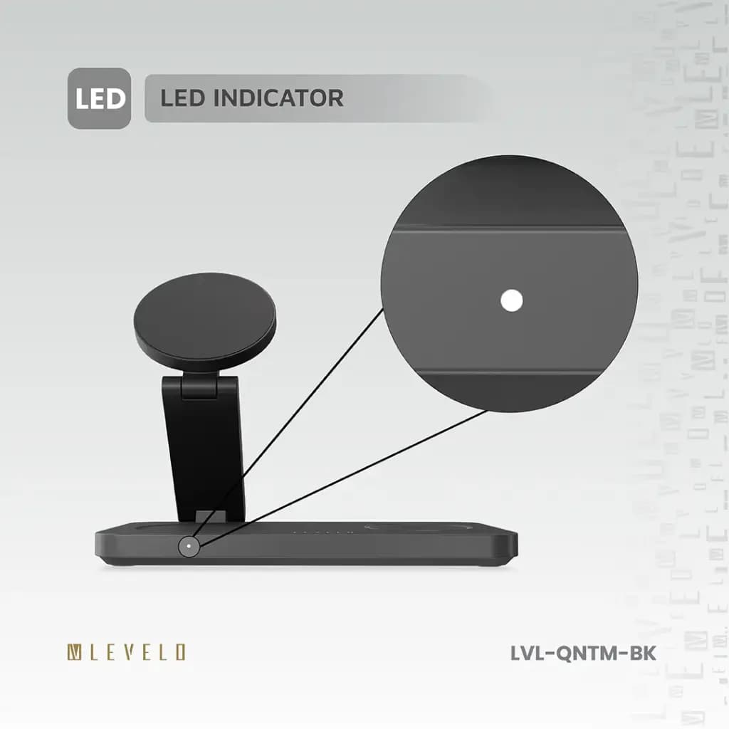 شارژر رومیزی 3 کاره Quantum لولو(LVL-QNTM)Levelo Quantum 3 in 1 Wireless Charger – Black — تصویر ۵