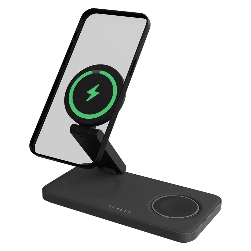 شارژر رومیزی 3 کاره Quantum لولو(LVL-QNTM)Levelo Quantum 3 in 1 Wireless Charger – Black