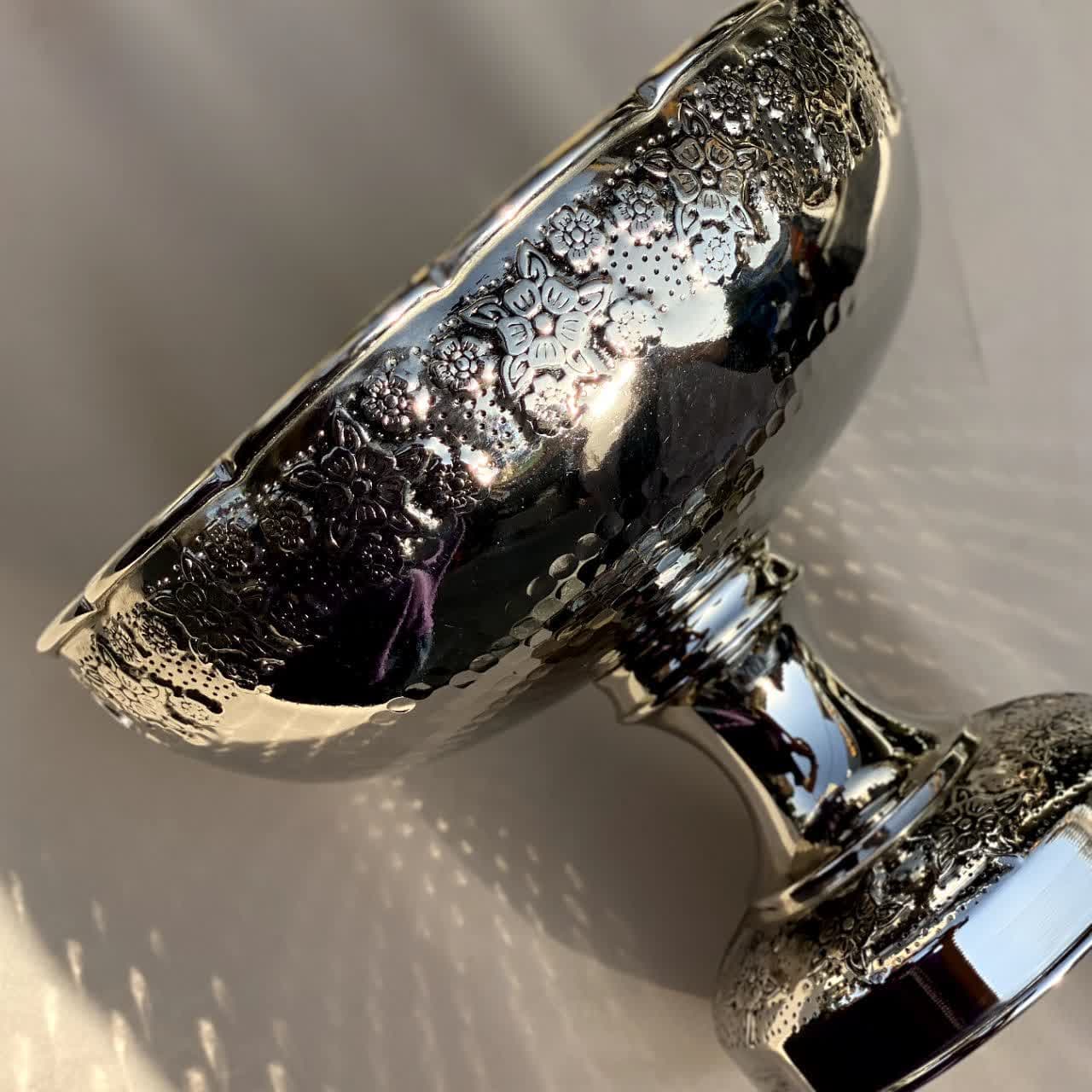 آجیل خوری مسی کروم(مدل گلبرگ/کد757 ) — تصویر ۲