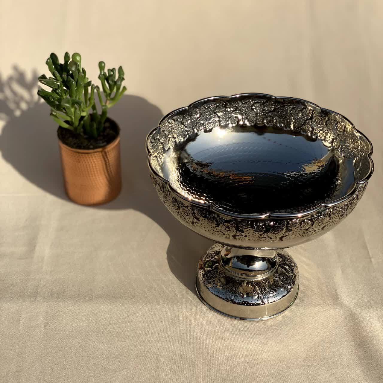 آجیل خوری مسی کروم(مدل گلبرگ/کد757 ) — تصویر ۳