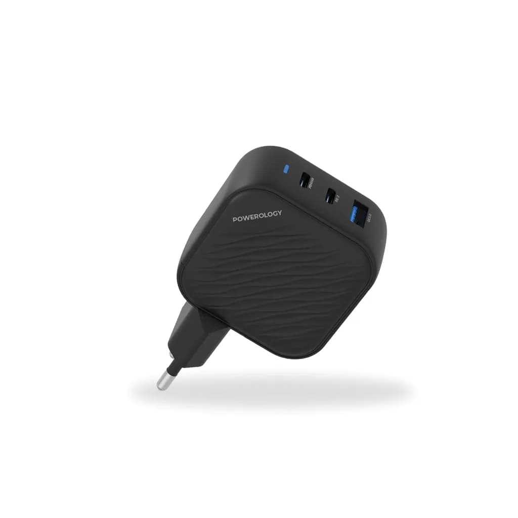 شارژر دیواری 3 پورت PD65W پاورولوژی(PWCUQC019)Powerology GaN Ultimate-EU Dual PD Charger — تصویر ۳